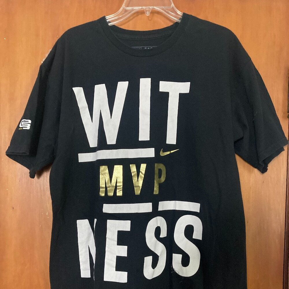 VTG NIKE LEBRON JAMES WITNESS MENS SHIRT BLACK WHITE COTTON Size LARGE